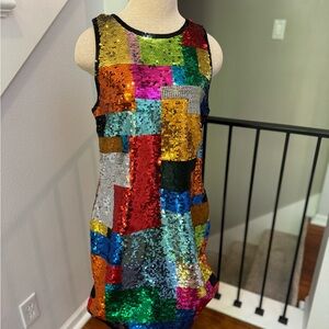 Adrienne Vittadini Colorblock Sequin Dress Vintage
